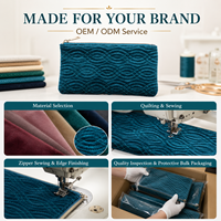 Sac cosmétique en cuir écologique matelassé doux avec logo personnalisé, motif géométrique ondulé, fermeture éclair en métal lisse, vente en gros
