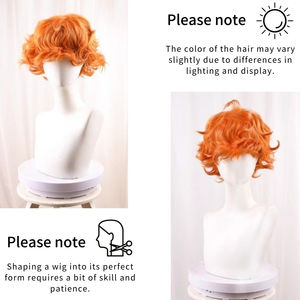 Anxin Perruque synthétique courte bouclée orange pour culotte et bas d'anime avec porte-jarretelles - Product Image 4