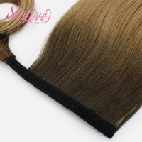 Extension de queue de cheval en cheveux humains russes 100% Remy, couleur piano, avec clip en PU, pour femmes