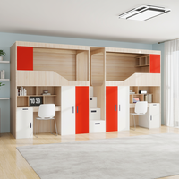Lit mezzanine avec bureau et armoire de rangement pour chambre d'enfant, meubles gain de place