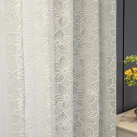 Cortina de Voile de Lujo con Encaje Floral Calado, Directo de Fábrica, Transparente, Suave y Ligera, para Ventana de Dormitorio
