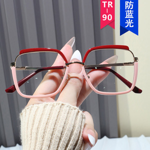 Monture Lunettes Anti-Lumière Bleue Caractéristique Carré Myopie Cadre Diamant Visage Élégant Instagram Populaire <span class=keywords><strong>Natu</strong></span> Couleur - Product Image 3