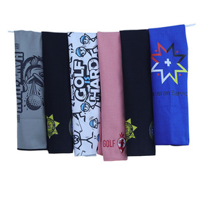 Serviettes personnalisées avec logo imprimé ou brodé, serviette de <span class=keywords><strong>golf</strong></span> en polyester de couleur unie avec broderie et tissage gaufré pour le sport et le nettoyage - Product Image 5