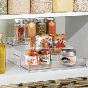 Étagère de rangement de cuisine domestique, organisateur d'armoire en acrylique transparent à 3 niveaux, support d'épices en escalier pour garde-manger - Product Image 5