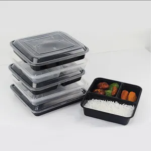 Ambalaj mikrodalga emniyetli gıda saklama kabı 2 bölme plastik Bento kutusu çıkar yüksek kaliteli tek kullanımlık ambalaj PP plastik