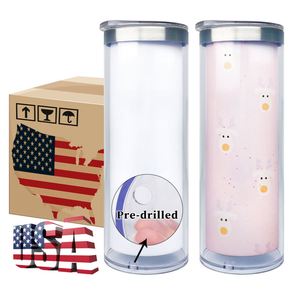 Gobelet isotherme blanc de 20 oz en acier inoxydable à double paroi, modèle Snow Globe, vierge pour sublimation - Product Image 3