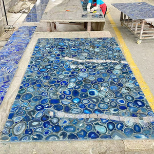 Tùy chỉnh sang trọng bằng đá cẩm thạch màu xanh pha lê mã não đá phòng tắm Vanity đầu Countertop - Product Image 5