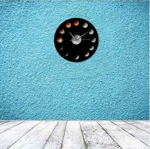 นาฬิกาแขวนผนังรูปดวงจันทร์ระบบควอตซ์แบบทันสมัยปรับแต่งได้กลไกดาราศาสตร์สำหรับการจัดวางในห้องนั่งเล่น - Product Image 6