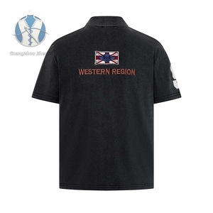 Factory Wholesale Custom Made War Horse Flag Embroidered Pre-Washed Short Sleeve Polo T <strong>Shirts</strong> for Retailers - Product Image 3