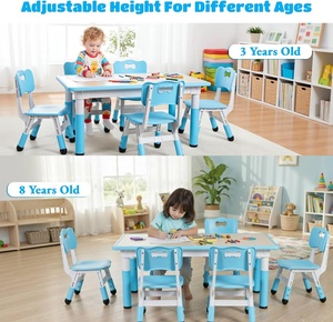 Juego <span class=keywords><strong>de</strong></span> <span class=keywords><strong>Mesa</strong></span> y Sillas <span class=keywords><strong>de</strong></span> Plástico Montessori para Niños Pequeños, Ajustables, Ecológicos y Seguros, Muebles <span class=keywords><strong>Infantiles</strong></span> para Guardería y Preescolar - Product Image 2