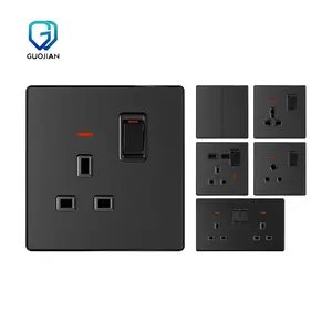 T36 Leathery acrylic Factory outlet Electrical EU Standard Push Button Power Wall Switches and Sockets