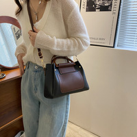 Tas Selempang Wanita 2024 Fashion, Ringan, Aksen Pita Retro, Patchwork Warna-warni, Kotak Kecil, Sederhana, Resleting, Tas Tangan Wanita