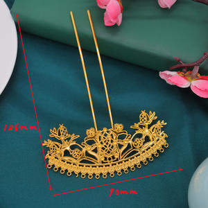 กิ๊บติดผมทรงตรงคู่ ลายฉลุ สีไม่ตก ทำจากโลหะผสม  เครื่องประดับผมโบราณสำหรับผู้หญิง ทรงผมแบบดั้งเดิม - Product Image 2