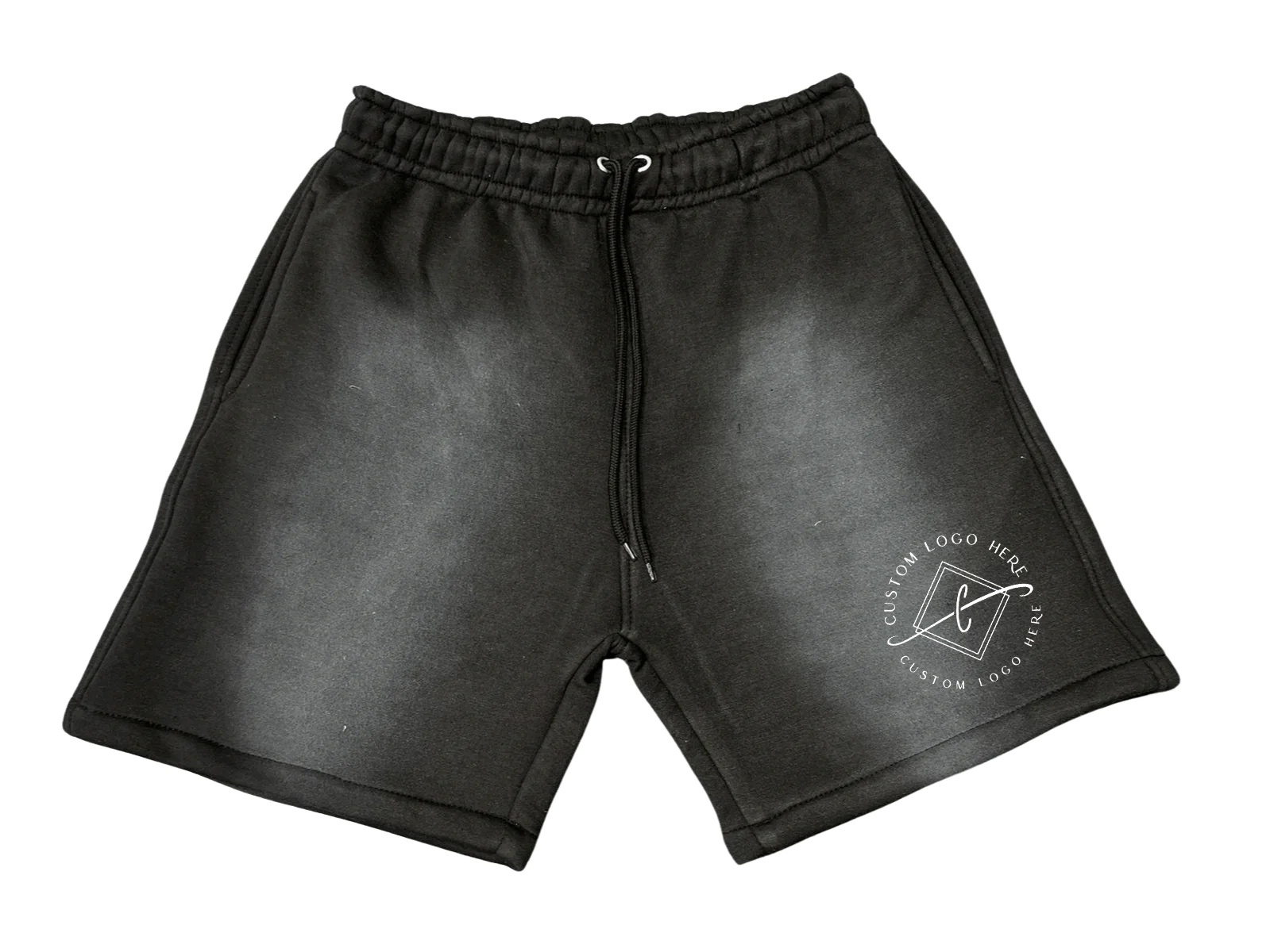 Sun Faded Design Sports Shorts - Custom Logo & Distressed Cotton