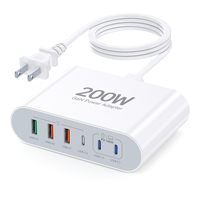 Chargeur mural HNT Factory 200W GaN PD, bloc de charge USB-C 6 ports pour iPad iPhone 17 16 15 14 13 Pro Max