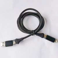 Kabel PD402 4-in-1 USB-A/C ke Type-C 100cm 60W 3A Pengisian Cepat dengan Selubung Nilon dan Konduktor Tembaga Murni