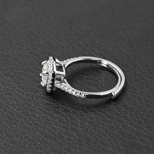 Adjustable 0.8CT 6MM <b>Cushion</b> Halo Moissanite Ring D VVS1 18K Gold Plated Wedding Jewelry for Women Wholesale Custom - Product Image 2