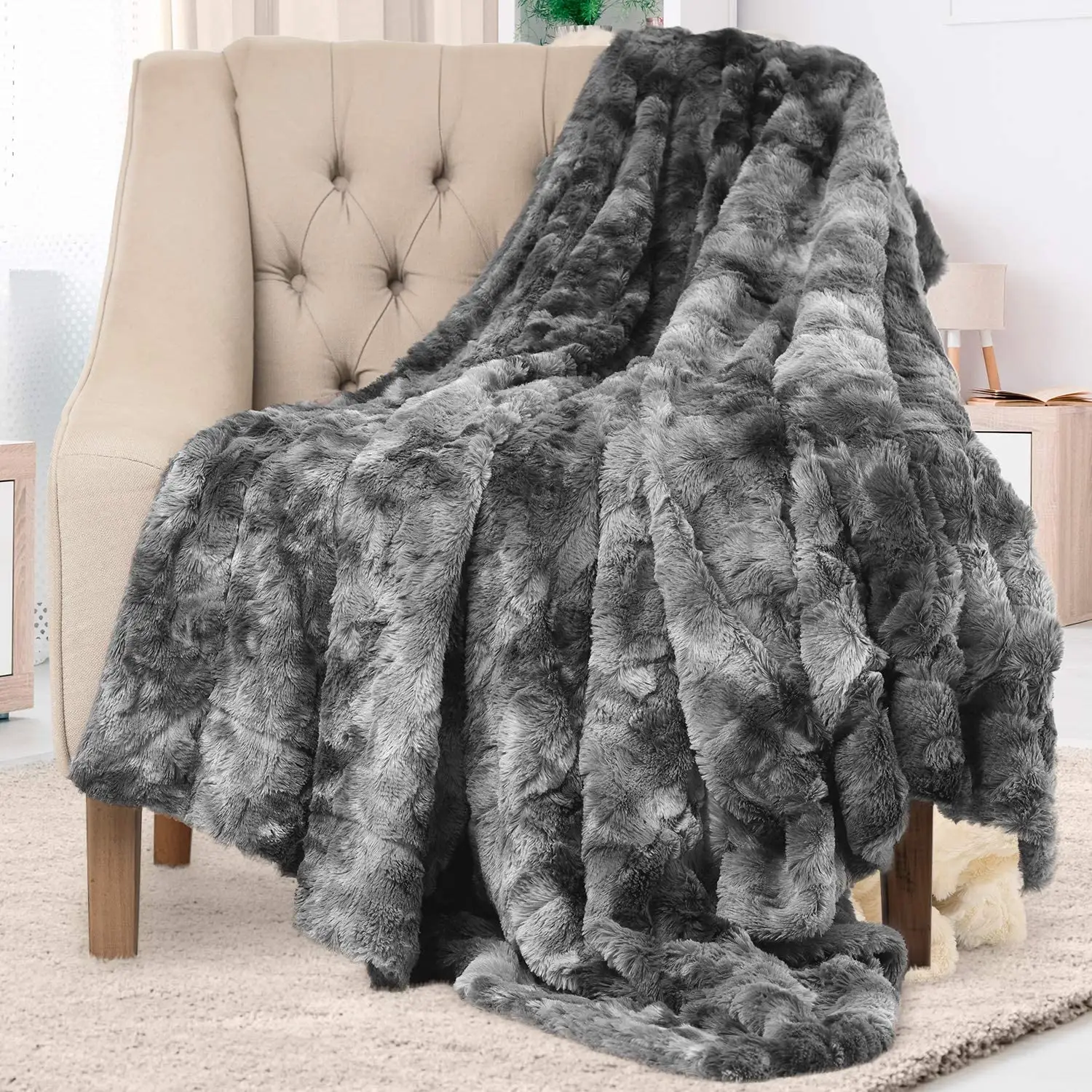 New Product winter Luxury White and Leopard Print Design Faux Fur blanket for winter Throw Soft Comfort Blanket for bed sofa