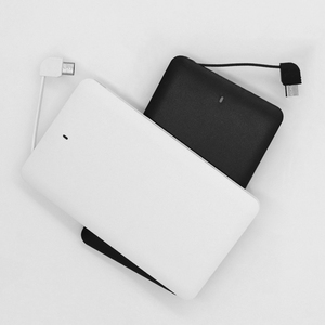 Ultra Thin Power Bank 2500mAh Custom Logo Promotional Gift with Built in Charging Cable Portable Mini External Battery