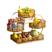 Table basse de salon moderne haut de gamme en fer avec rangement, plateau à fruits multi-niveaux, panier à fruits domestique, écologique