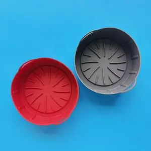 주방 수제 재사용 가능한 라운드 에어 프라이팬 냄비 실리콘 케이크 오븐 베이킹 트레이 라이너 피자 플레이트 그릴 팬 매트 액세서리