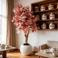 Nouvel Arbre Artificiel de Cerisier Rose Haut de Gamme en Plastique Moderne de 200 CM pour Décoration Intérieure Maison, École, Fête, Mariage, Magasin