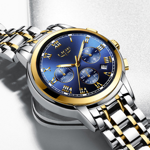 LIGE LG9810 orologio in argento da uomo in acciaio inossidabile cronografo al quarzo grande faccia uomo orologio in numeri romani abito Relojes Para Hombre - Product Image 3