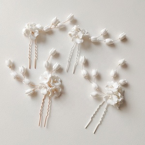 Ensemble d'épingles à <span class=keywords><strong>cheveux</strong></span> en céramique faites à la main pour femmes, accessoires <span class=keywords><strong>de</strong></span> coiffure pour <span class=keywords><strong>mariage</strong></span>, printemps, été - Product Image 4