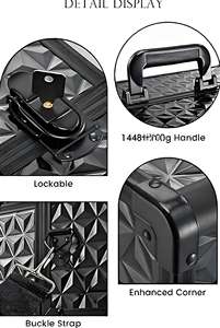 Estuche Organizador de Maquillaje de Aluminio con 2 Bandejas, Espejo, Cierre, Impermeable, Resistente a Golpes, Portátil, para Almacenamiento de Cosméticos y Uñas para Viajes - Product Image 2