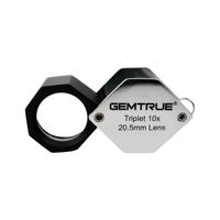 20.5mm 10X Triplet Diamond Loupe Satin Finish Professional Jewelry Magnifier With Leather Case