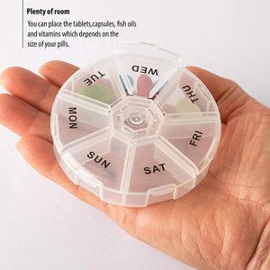 NBBLUESKY Pilulier Hebdomadaire 7 Jours Conteneur Organisateur de Médicaments Boîte Ronde Boîte de Rappel de Pilule Planificateur de <span class=keywords><strong>Médicament</strong></span> de Voyage - Product Image 4