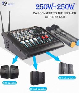 Mezclador de Audio Profesional de 4 Canales con Amplificador de Potencia Integrado y 2 Micrófonos Inalámbricos para DJ, Espectáculos y Escenarios - Product Image 5