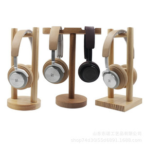 Solid Wood Headphone <b>Stand</b> Round Base Pine Desktop Hanging Rack For Over Ear <b>Headset</b> Display Storage Organizer - Product Image 2