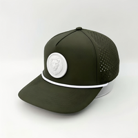 Casquette de baseball X&K personnalisée respirante blanche et vert olive imperméable avec logo brodé, patch tissé, trou découpé au laser et corde, idéale pour le golf