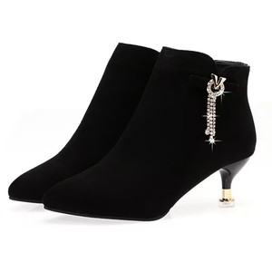 Wholesale Plus Size Black <strong>Low</strong> <strong>Heel</strong> Pointy <strong>Ankle</strong> <strong>Boots</strong> <strong>Women</strong> Comfortable Zipper Short <strong>Boots</strong> <strong>s</strong> - Product Image 5