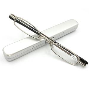 זול סיטונאי ייצור slim אור קטן קריאת משקפיים עם עט מקרה מתכת - Product Image 3