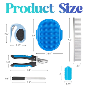 6 uds. Peine para el pelo de mascotas, cepillo de baño para mascotas, peine para eliminar pulgas, cortaúñas, cepillo de dientes, juego de herramientas de aseo para mascotas para gatos y perros - Product Image 2