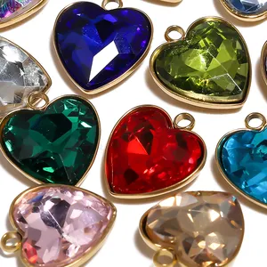 Collar con colgante de cuarzo y cristal de aleación con forma de corazón de amor, 2 uds., 15x13mm, para mujer, sanación sagrada, romántico - Product Image 6