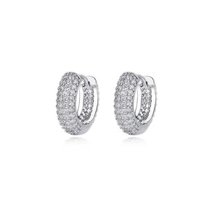 Clip-on Earrings Round Full Zircon Micro Insert Geometric Party Jewelry Zinc Alloy XHE-001 - Product Image 4