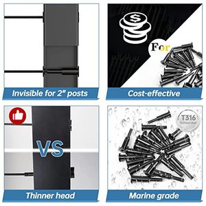 ชุดราวกันตกแบบซ่อนสายเคเบิลสแตนเลส Ed ขนาด 18 นิ้ว สำหรับลวดสลิงขนาด 1/8 นิ้ว ใช้ภายนอกอาคาร - Product Image 3