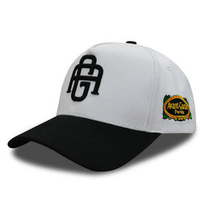 Gorra de béisbol vintage de sarga de algodón con imagen, de dos tonos, con panel rígido, bordado grueso de monograma 3D y parche lateral tejido curvo - Product Image 2