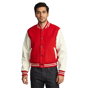 Veste de baseball pour homme, coupe-vent, style Letterman, entièrement neuve, avec corps en laine, logo personnalisé brodé, patchs en polyester et cuir - Product Image 1