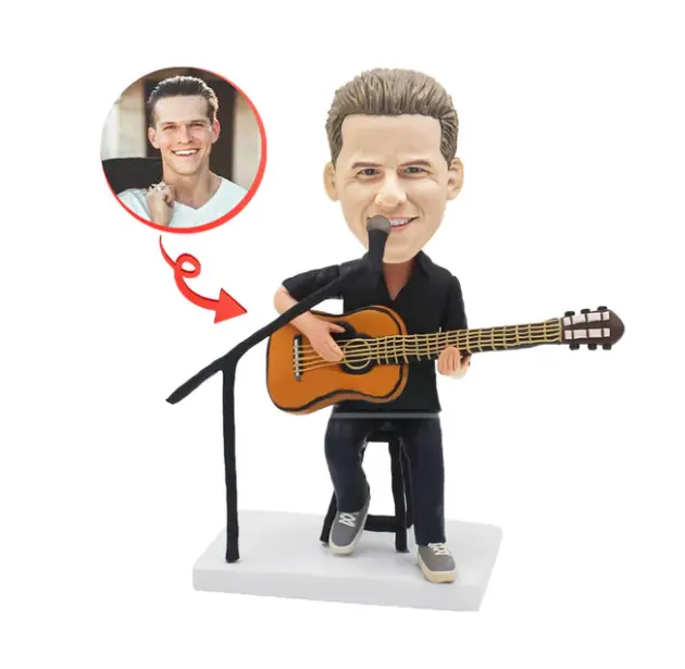 Saxofón estilo instrumento musical personalizado en la mano bobblehead estatuilla de arcilla suave