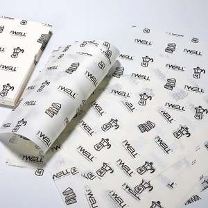 Papier ciré enduit de PE imprimé avec logo personnalisé, résistant à la graisse, pour emballer les aliments : viande de charcuterie, hamburgers, frites, sandwichs, pain, pizza - Product Image 1