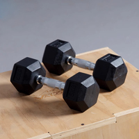 Ensembles de paires de poids libres noirs revêtement en caoutchouc acier fitness en fonte hexagone fitness et musculation haltère hexagonale en caoutchouc