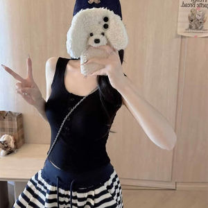 #8817 di fabbrica tracolla larga personalizzata Slim Fit con bottone Crop Top con reggiseno canotta Cropped canottiera da <span class=keywords><strong>donna</strong></span> - Product Image 5