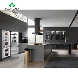 TUZHI CASA Kitchen Customization Cabinet Supplier Stainless Steel Outdoor Modular Wall Modern Wood Furniture Kitchen Cabinet