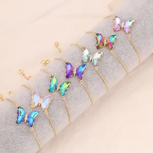 도매 패션 여성 보석 빛 럭셔리 여러 가지 빛깔의 지르콘 나비 팔찌 성격 18K 골드 기질 팔찌