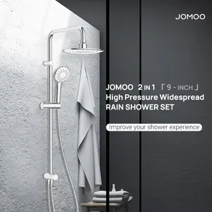 JOMOO Set Pancuran Air 2 Tingkat, Set Pancuran Air Tekanan Tinggi, Keran Kamar Mandi 304 Stainless Steel