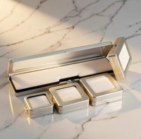 Boîte de présentation personnalisée en métal pour pierres précieuses et diamants avec interrupteur à poussoir et fenêtre transparente, étui pour pierres brutes, disponible en tailles longues et carrées